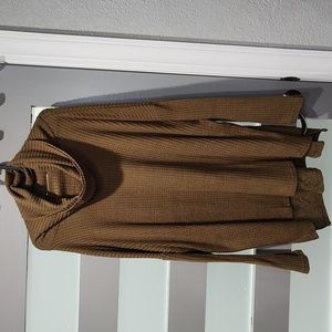 New Olive Green Cowl neck lightweight waffle knit sweater